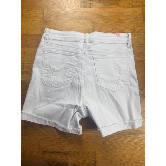 Elite Jeans White Distressed‎ Denim Shorts Women's Size 7/8 Rolled Cuff - Picture 2 of 7